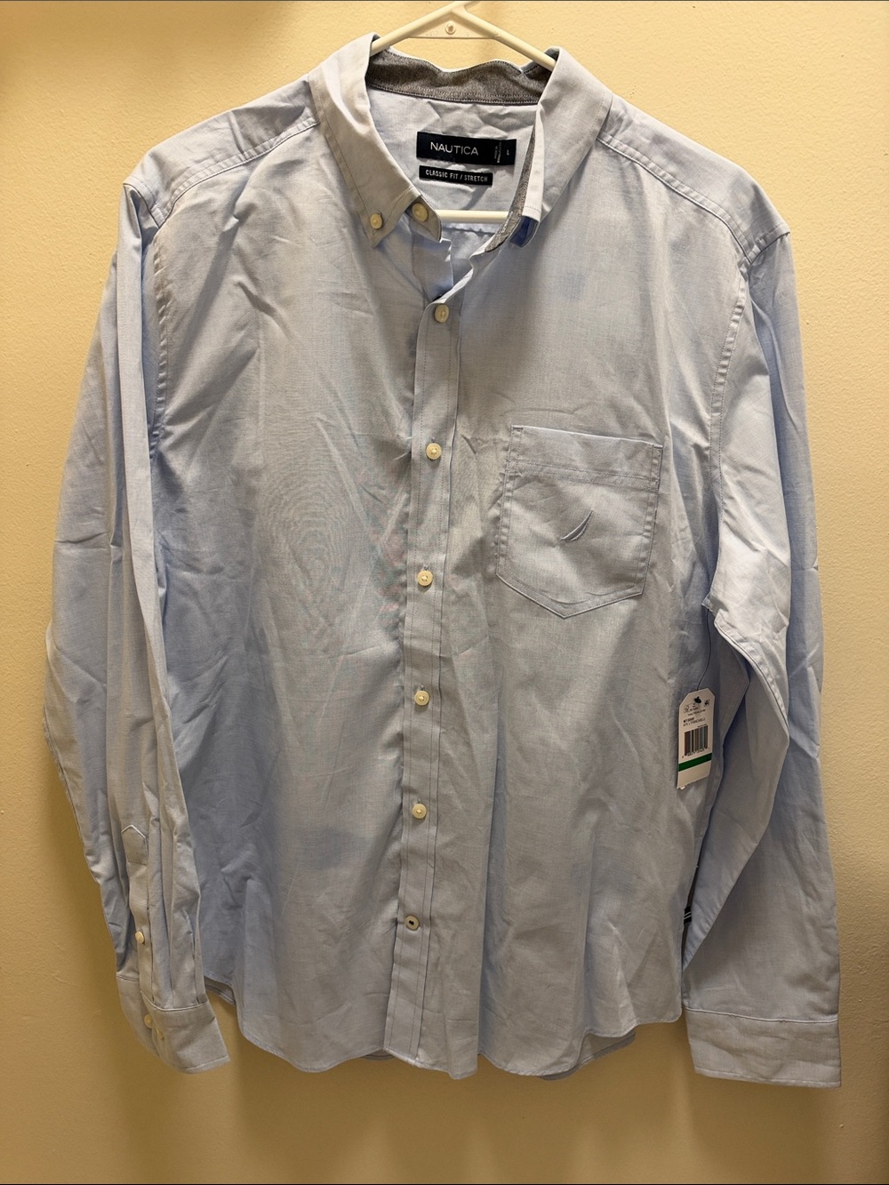 Nautica Men’s Light Blue Button-Down Oxford Shirt with Pocket